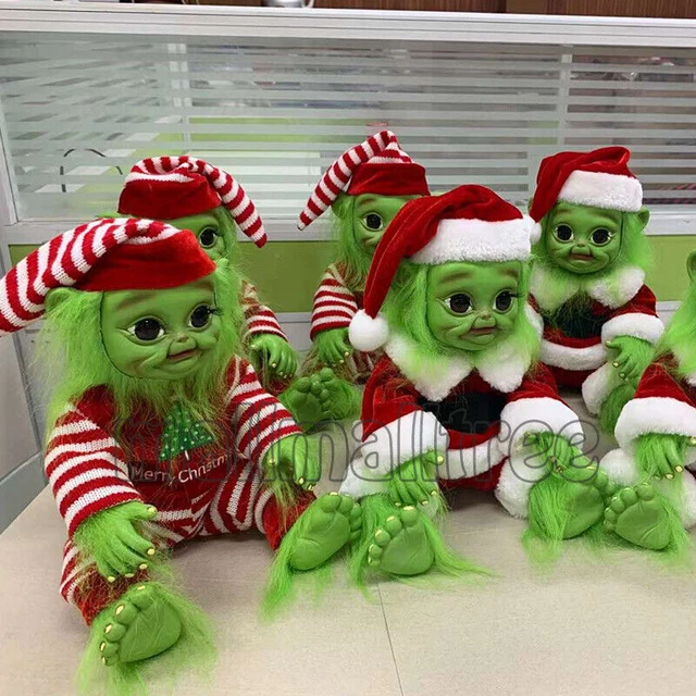 Cute Grinch Dolls Christmas Stuffed Plush Toy  Xmas Gifts for Kids Home Decor