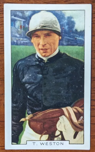 1936 Gallahers Cigarette Card Famous Jockeys - #16 Tommy Weston