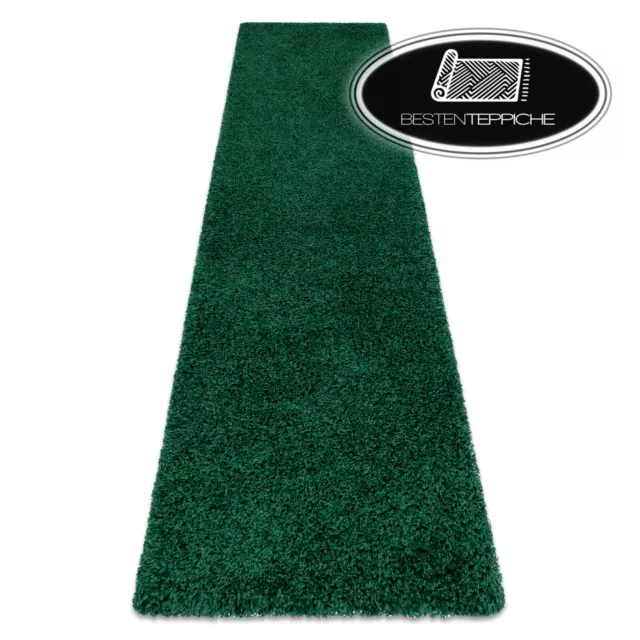 Modern Plain Shaggy Carpet, Runner " Soffi " Soft 2in Very Thick Green