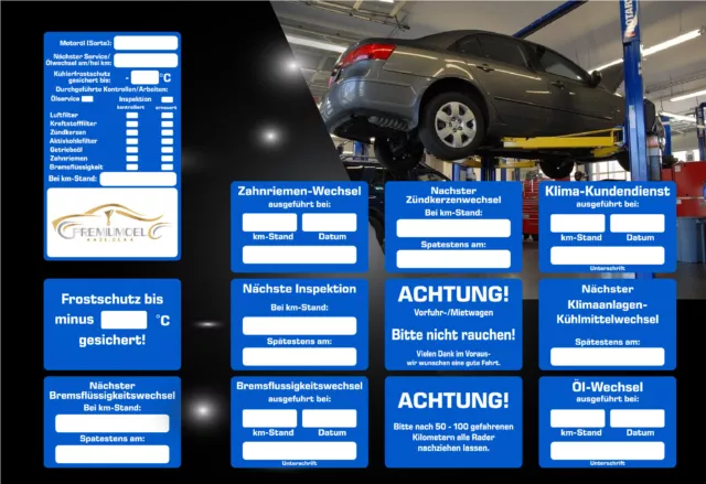 KFZ Service Aufkleber Öl Auto Werkstatt Inspektions Kundendienst Klima Ölwechsel