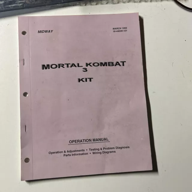 Original Vintage Mortal Kombat 3  Midway￼    arcade Video game manual