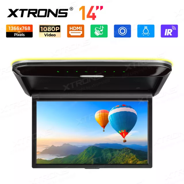 14" HD Car Roof Flip Down Monitor Overhead Mounted HDMI TV 1080P Player 2024 NEW 3