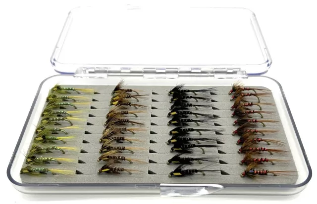 40 x Cruncher Assortment In Fly Box - Trout Flies - Fly Fishing