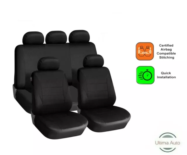 9 Pezzi Completo Tessuto Nero Set Coprisedili Auto Per VW Caddy Maxi Vita