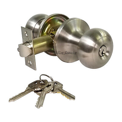 High Quality Door Knob Lock Entry Keyed Cylinder 3 Keys Exterior Interior Kw1 SS