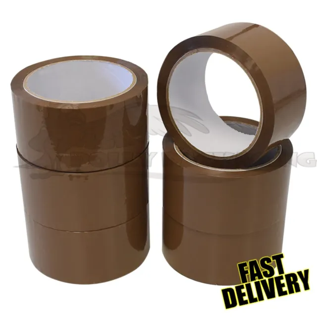 36 ROLLS OF BUFF BROWN PACKING PACKAGING PARCEL TAPE 48MM x 66M (2”) SELLOTAPE