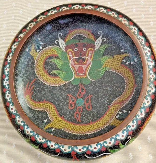 19th Century Large Antique Chinese Cloisonne Dragon Bowl *RARE*