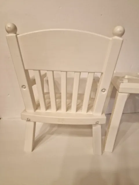 American Girl Bitty Baby Doll Chair White, and the table, the table is broken.