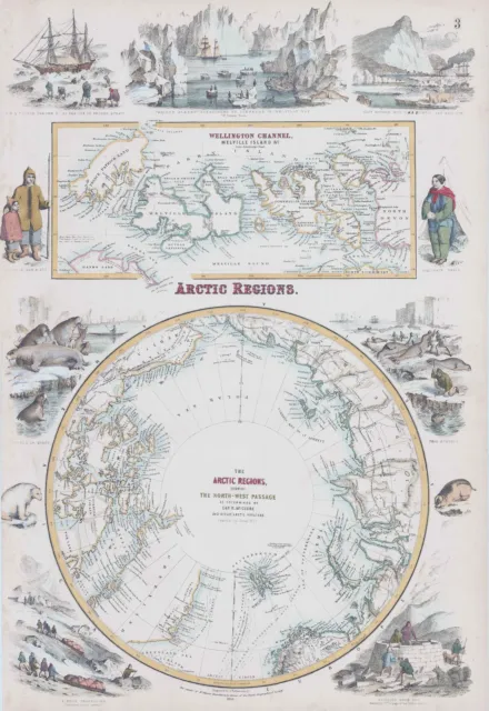 1876 MAP ARCTIC REGIONS NORTH WEST PASSAGE McCLURE Melville Islands (FC4)