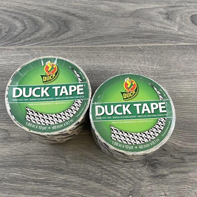 Lot Of 2-Duck Brand 1.88 in x 10 yds Printed MUSTACHE DESIGN DUCT TAPE ~ NEW