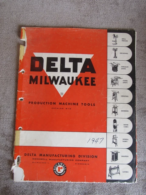 Vintage Delta Rockwell Industrial Power Tool Catalog 1947 B-16