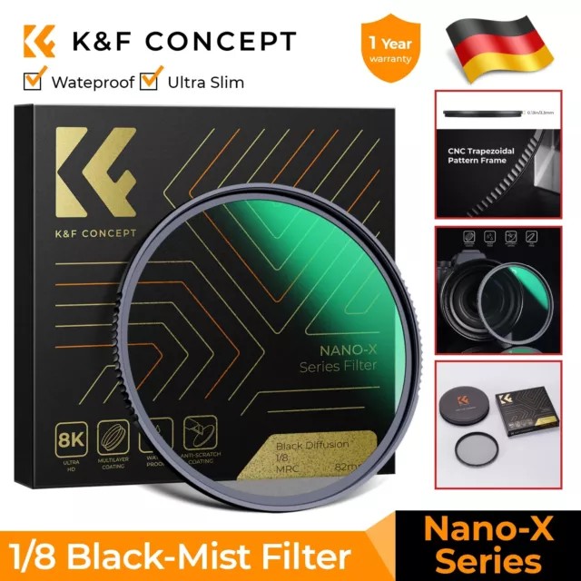 K&F Concept 37-95mm Black Mist Filter 1/8 Schwarzer Diffusionsfilter X/K  Series