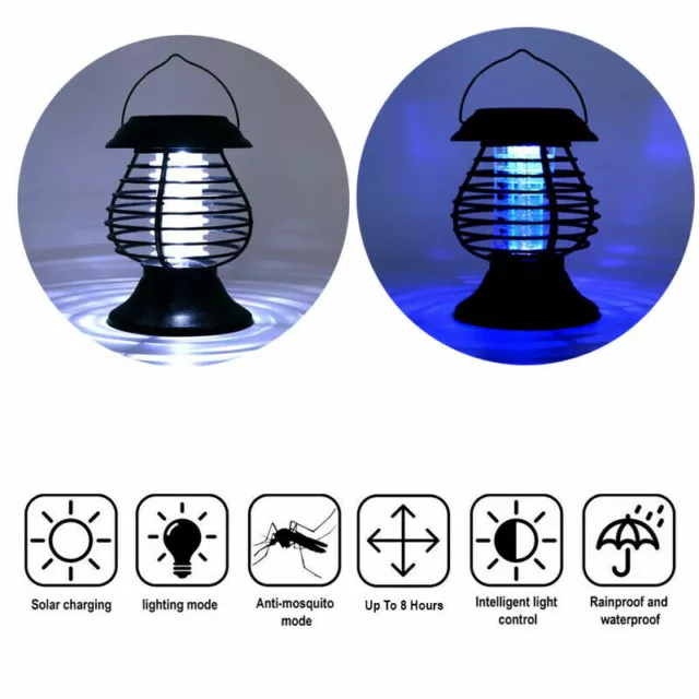 3x Solar Powered Mosquito Killer Zapper Catcher Lamp Fly Trap Outdoor Camping AU 3