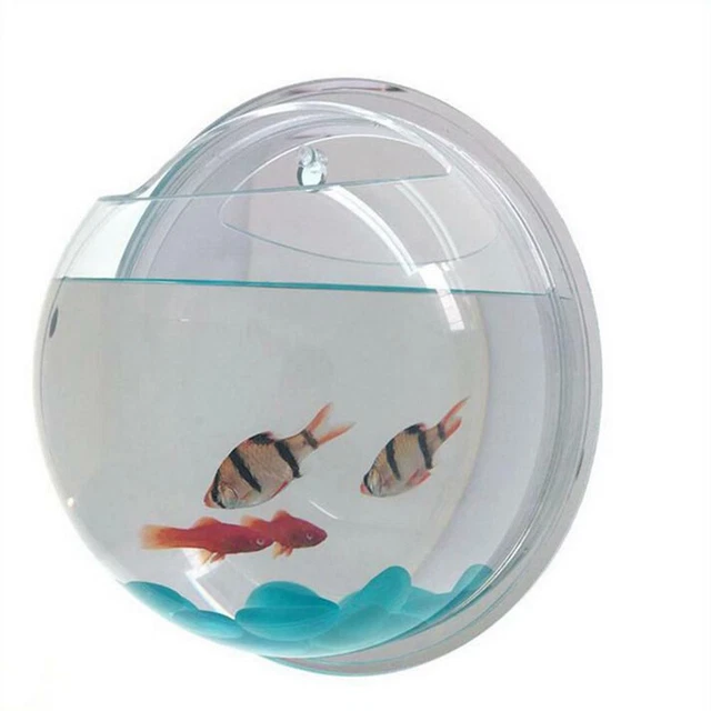 Clear Wall Mounted Fish Bowl Aquarium Plant Tank Beta Goldfish Hanger Decoration 7