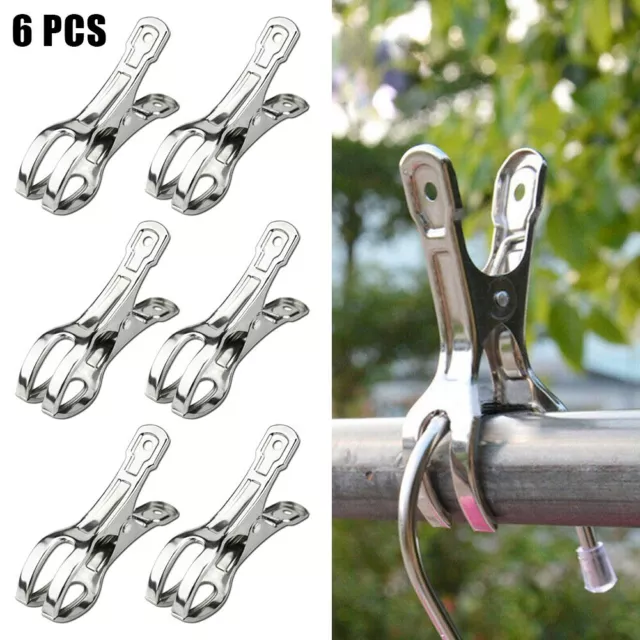 Rust Proof Stainless Steel Clothes Clips Set of 6 No More Slipping Clothes