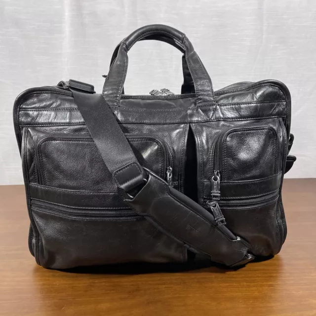 Vintage 17.5” Tumi Alpha Napa Leather Laptop Briefcase Messenger Expandable