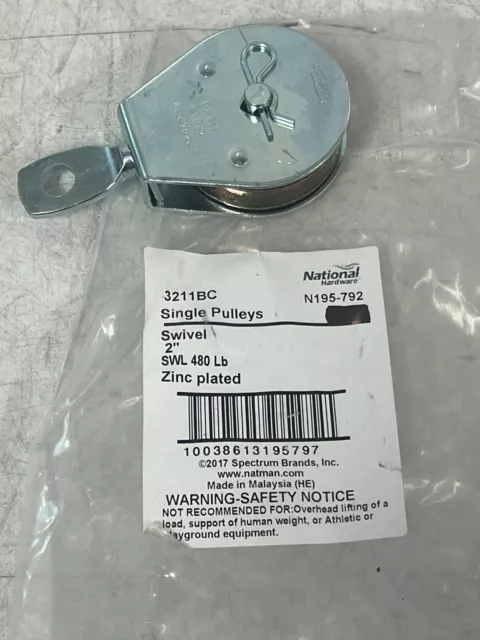 National Hardware 2" Zinc Plated 3211BC Swivel Single Pulley N195-792