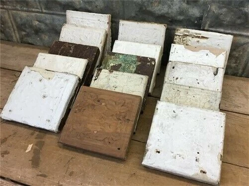 15 Plinth Block , Antique Victorian Ivy Grape, Architectural Salvage Wood Trim K