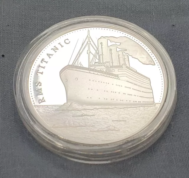 Titanic Silver Coin Map Voyage Old Ship Boat White Star Line In Memory Vintage 3
