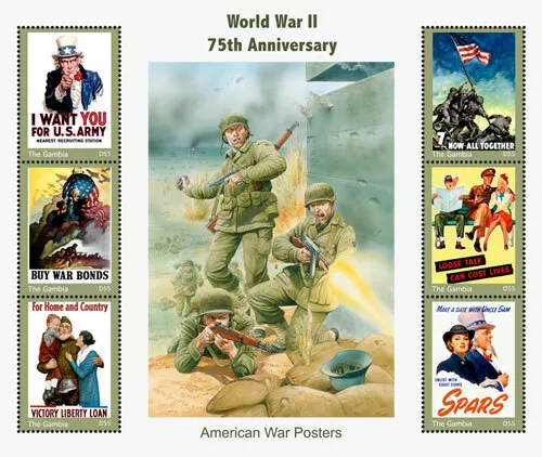 Gambia 2017 - WWII 75th Anniversary - War Posters - Sheet of 6 Stamps - MNH
