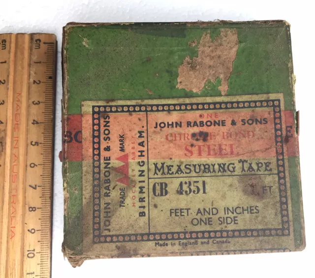 Vintage John Rabone CB4351 66ft Measuring Tape In Box