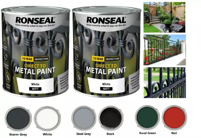 Ronseal Direct to Metal Rust Garden Shed Fence Interior Exterior Paint All sizes