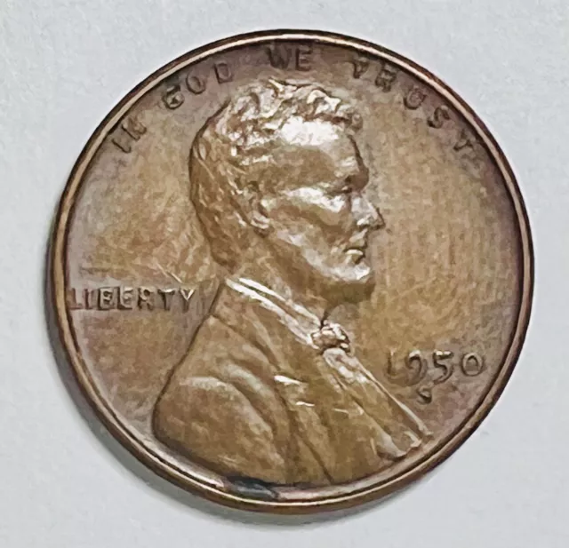 1950 S Lincoln Obverse Wheat Ears Reverse 1 Cent Circulated Coin 7539