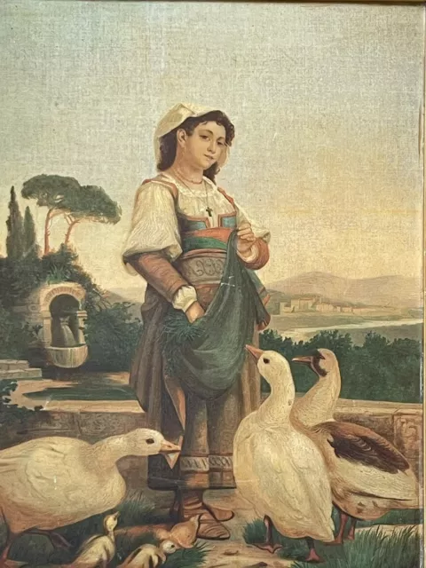 Tableau Reproduction Gardienne d'oies Toscane  fin XIX ème école italienne? 2