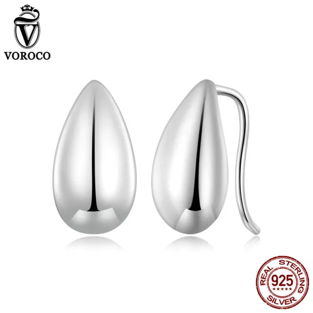 Fashionable 925 Silver Teardrop High Gloss Hook Earrings Jewelry For Women Voroc
