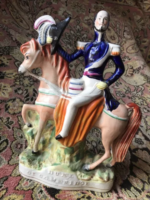 STAFFORDSHIRE C.1870 Original Victorian Flatback "Duke of Cambridge" 37cm