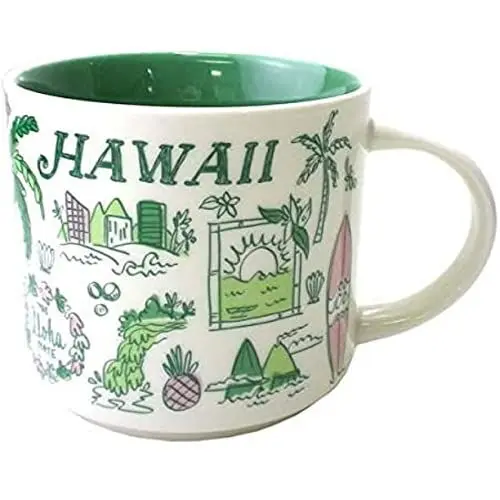 Starbucks Been There Series Hawaii 16 oz Ceramic Mug Green, White