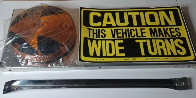 NOS Vintage KD Stainless Mid Trailer Wide Turns Warning Panel w/ Turn Signal