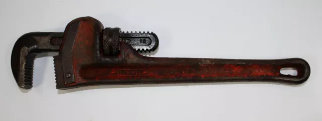 Vintage RIDGID 12" Heavy Duty Pipe Wrench The Ridge Tool Co. Elyria Ohio USA