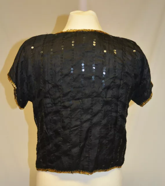 SND VINTAGE 80S Black Sequin Beaded Silk Party Formal Jacket L $49.95 ...