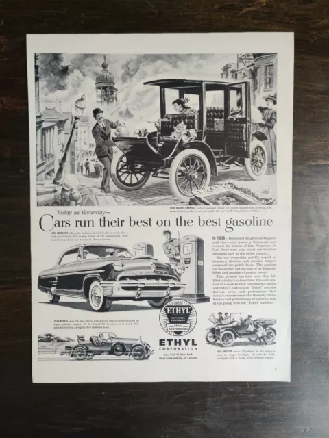 Vintage 1953 Ethyl Gas Mercury 1926 Kissel 1906 Adams-Farwell Original Ad