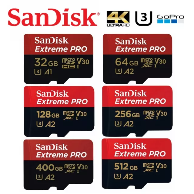 Micro SD Extreme Pro SanDisk 32GB 64GB 128GB SD Memory Card 4K U3 A1 A2 200MB/s