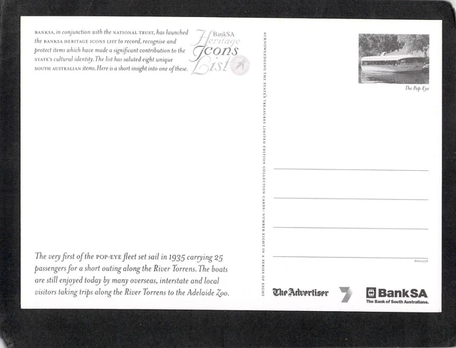 S0948 Australia Bank SA Sacred Artefact Popeye River Torrens postcard 2