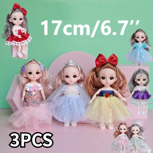 3Pack 6.7'' Xmas Gift Girl Lovely Baby Doll Christmas Birthday Cute Dolls 17cm