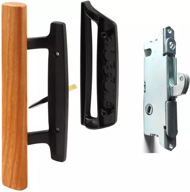 Sliding Glass Patio Door Handle Set Oak Wood Interior Handle and Exterior Pull i