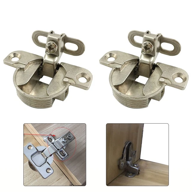 Lot De 2 Charnières De Pot Avec Amortisseur Pour Portes De Cuisine - Butée Intérieure 35 Mm, Nickelé Argenté