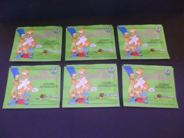 6 Sealed Packs of The Simpsons Euroflash Vintage 1991 1st Gen Stickers for Album