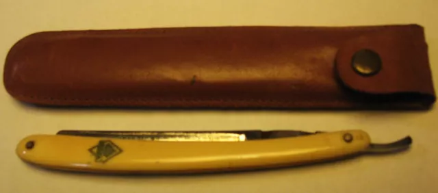 Antique 1880s Puma Straight Razor #1988 3/8 in Original Soft Leather Case