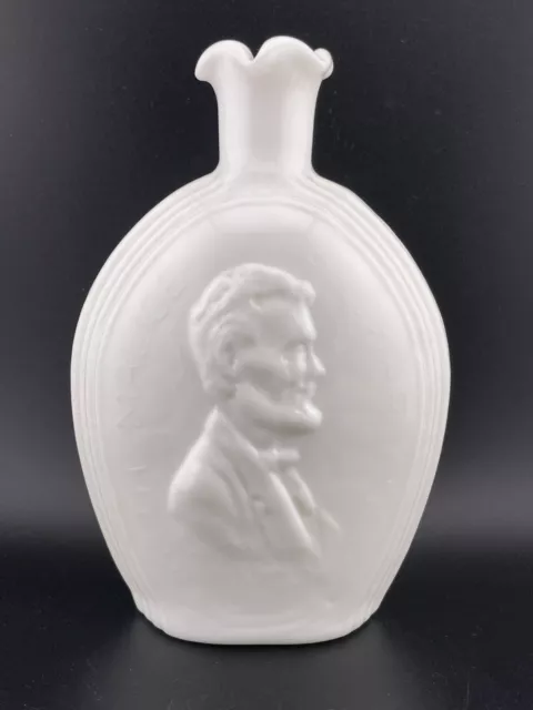 White Milk Glass Presidential Bottle Decanter - Abraham Lincoln