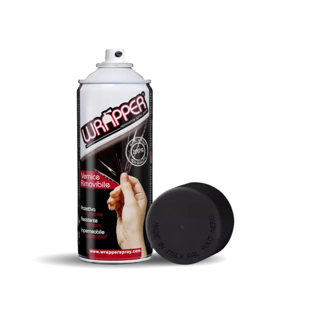 Wrapper Vernice Removibile Per Auto Pellicola Spray Bomboletta 400 Ml Ner0 Opaco