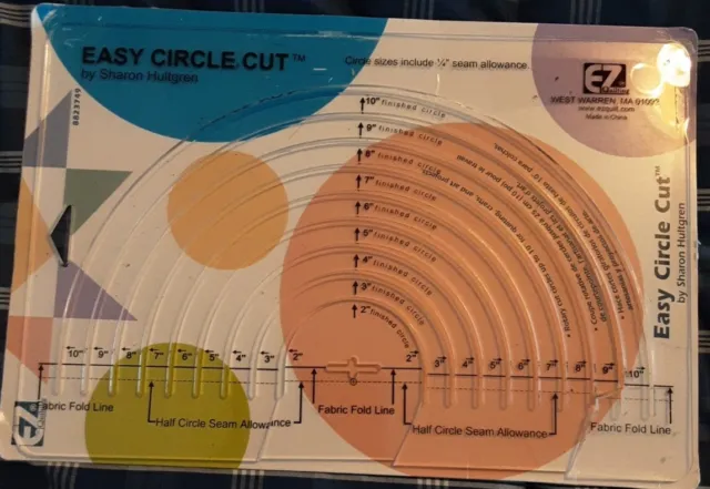 Easy Circle Cut by Sharon Hultgren EZ Quilting Circle Cutting Template NEW