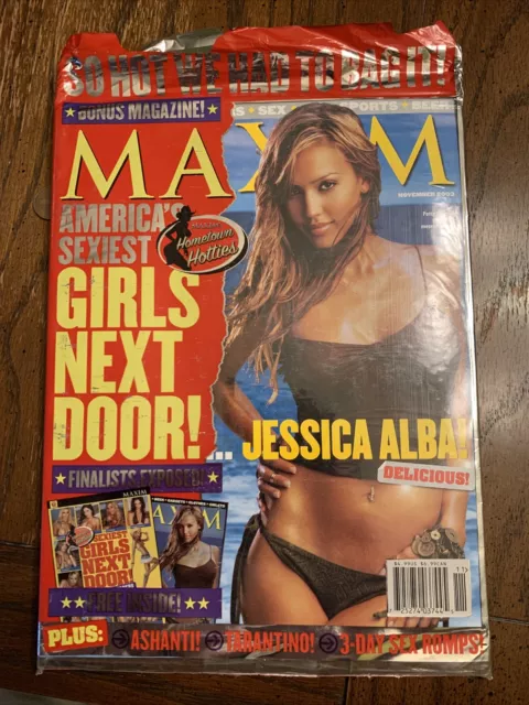 Maxim Nov. 2003 w/Bonus Magazine, Jessica Alba, Hometown Hotties, OG Wrapper