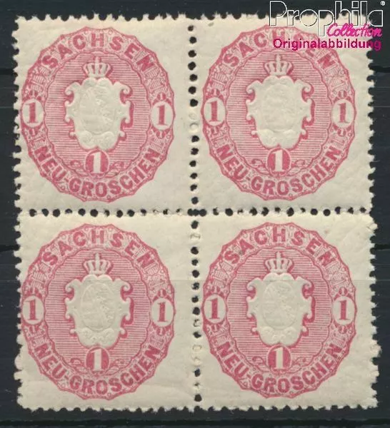 Briefmarken Sachsen 1863 Mi 16a Viererblock postfrisch(8894145