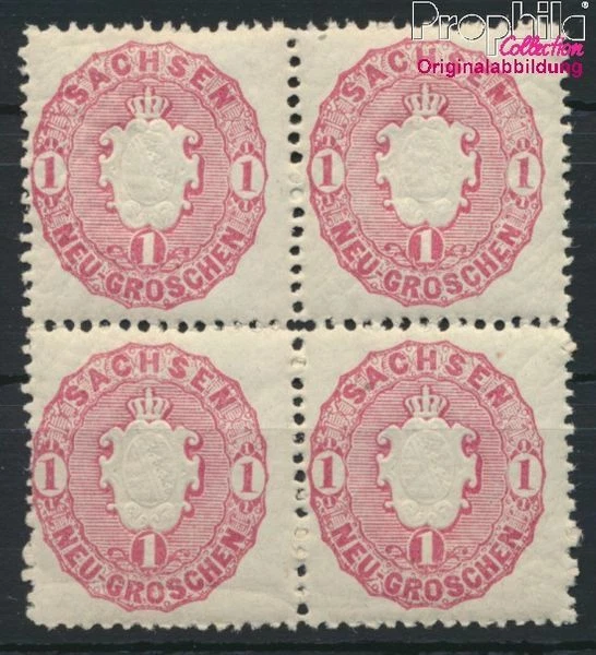 Briefmarken Sachsen 1863 Mi 16a Viererblock postfrisch(8894145