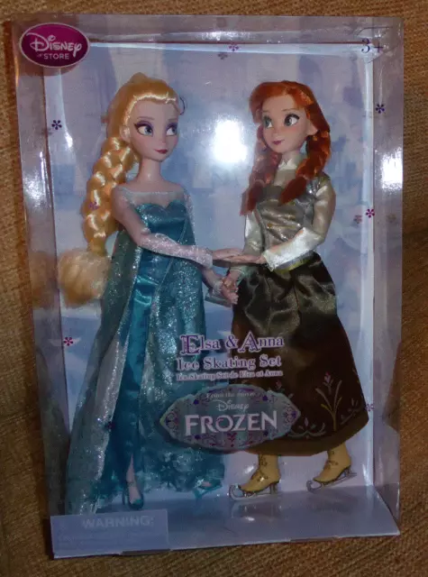 Brand new Official Disney Store Frozen Anna and Elsa skating doll set