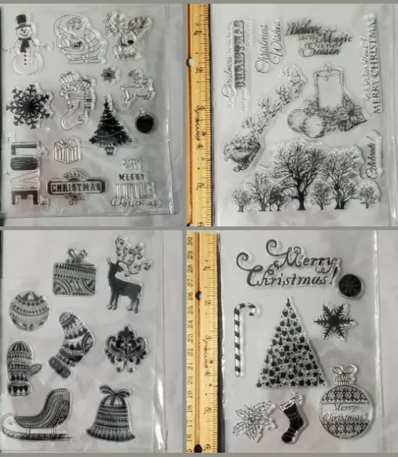 Lot Of Christmas Stamps, Holiday Card Making, Paper Crafts, Embossing, Unmounted